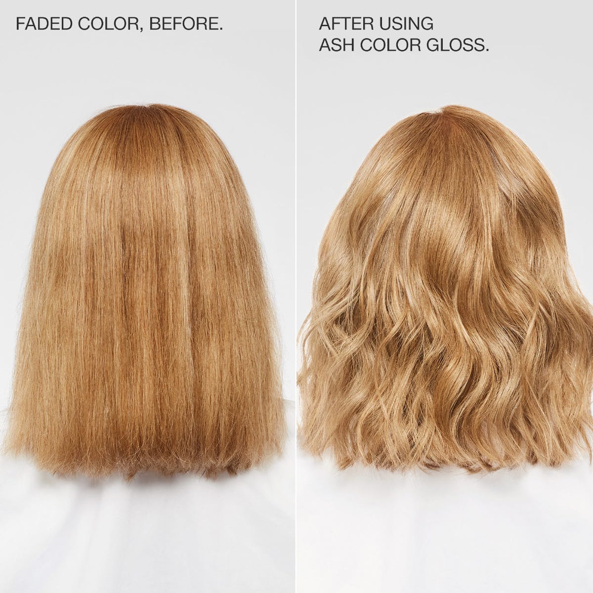 The Demi Color Gloss, before and after using ash color gloss.