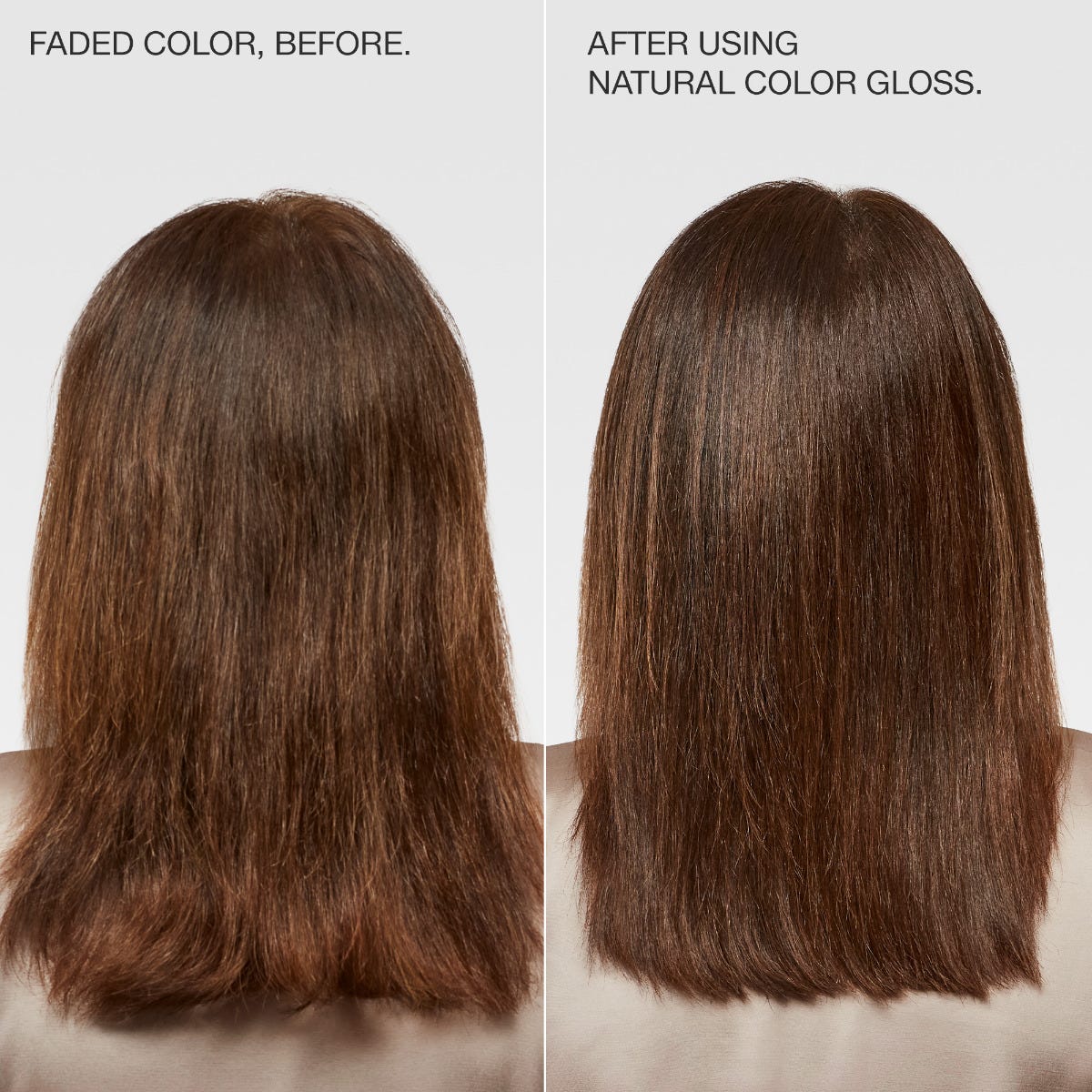 The Demi Color Gloss, before and after using natural color gloss.