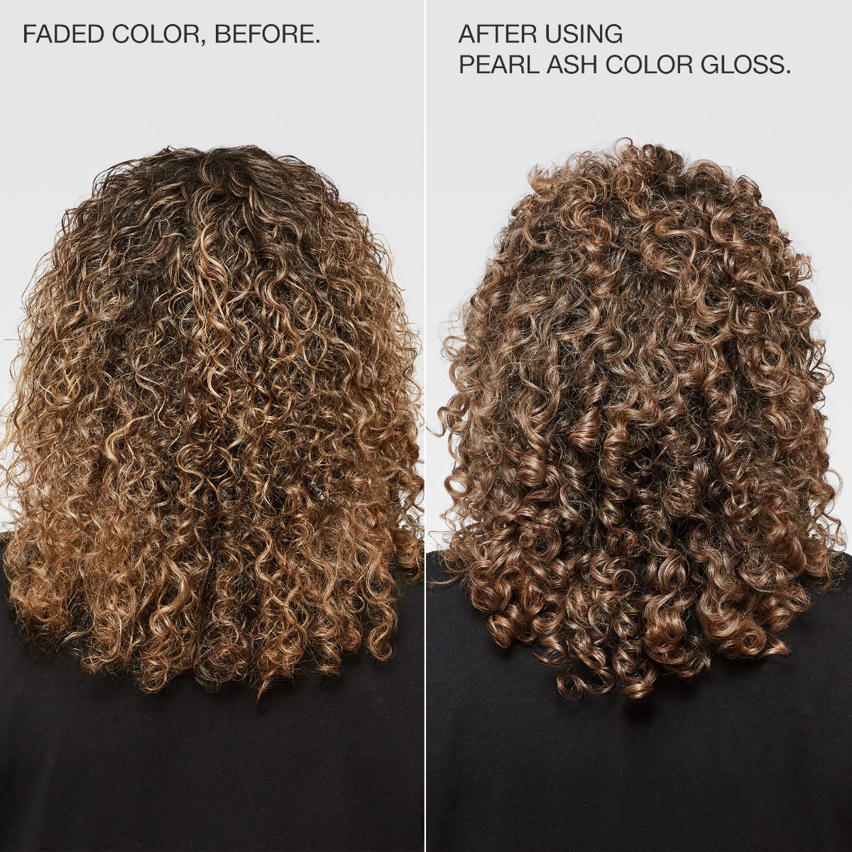 The Demi Color Gloss, before and after using pearl ash color gloss.