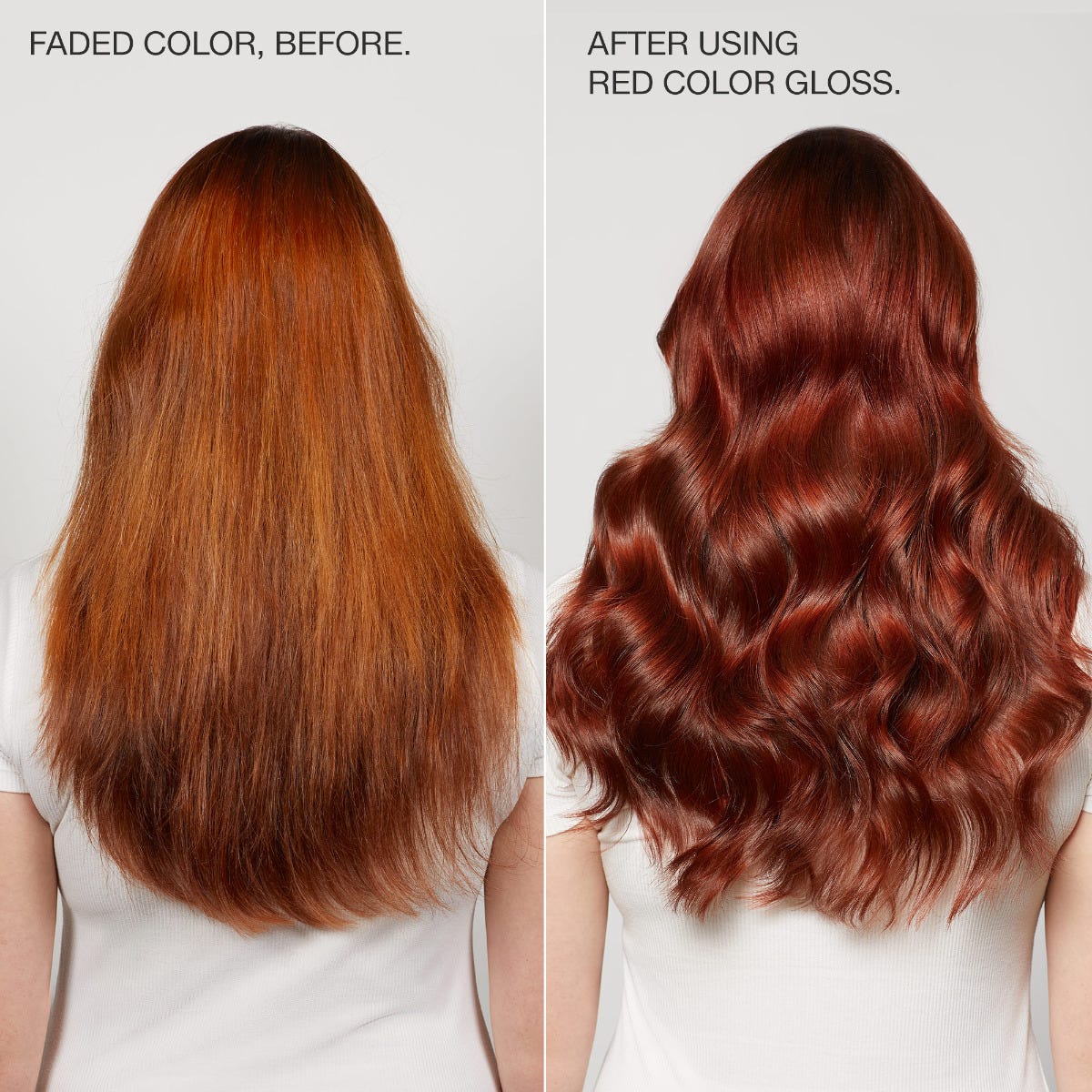 The Demi Color Gloss, before and after using red color gloss