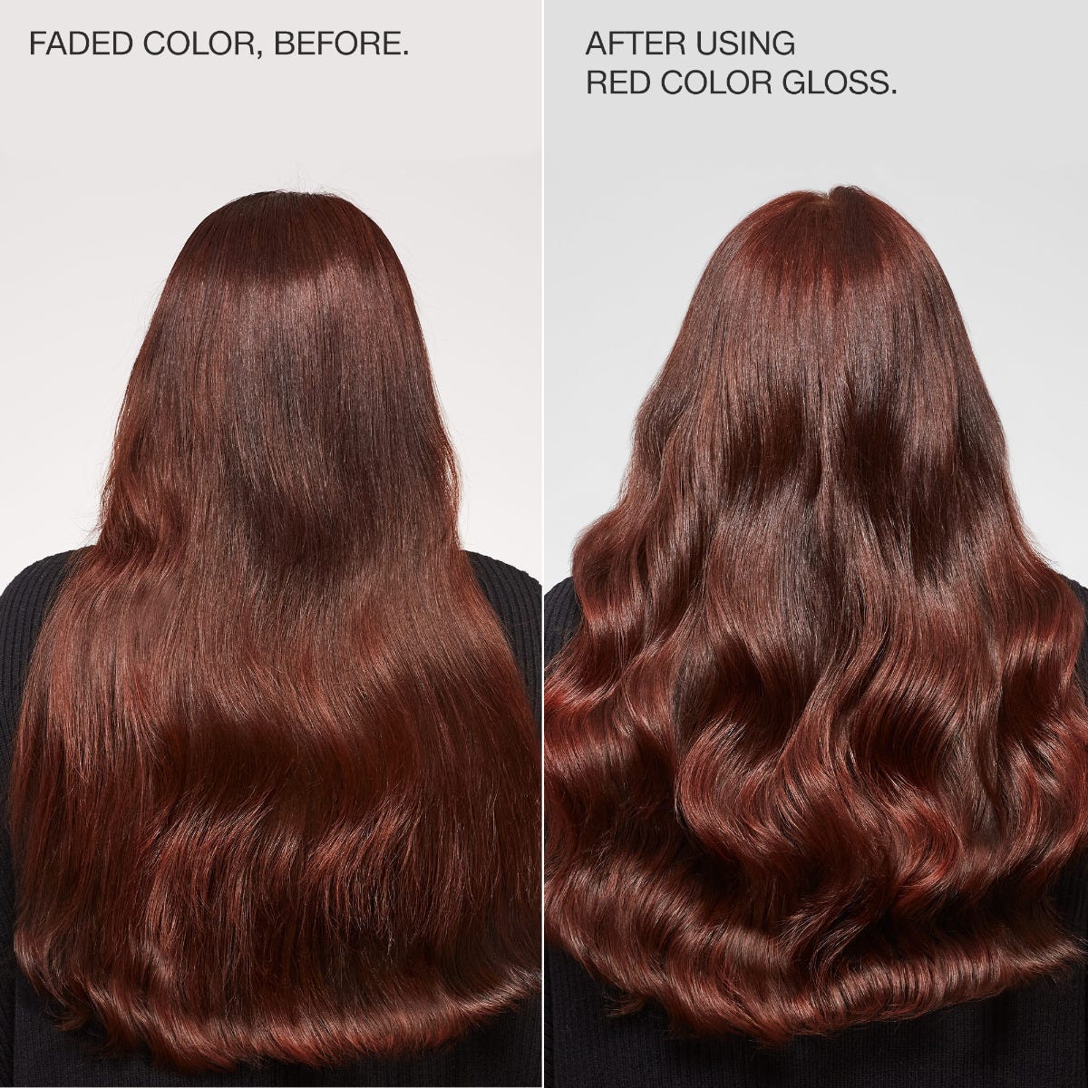 The Demi Color Gloss, before and after using red color gloss